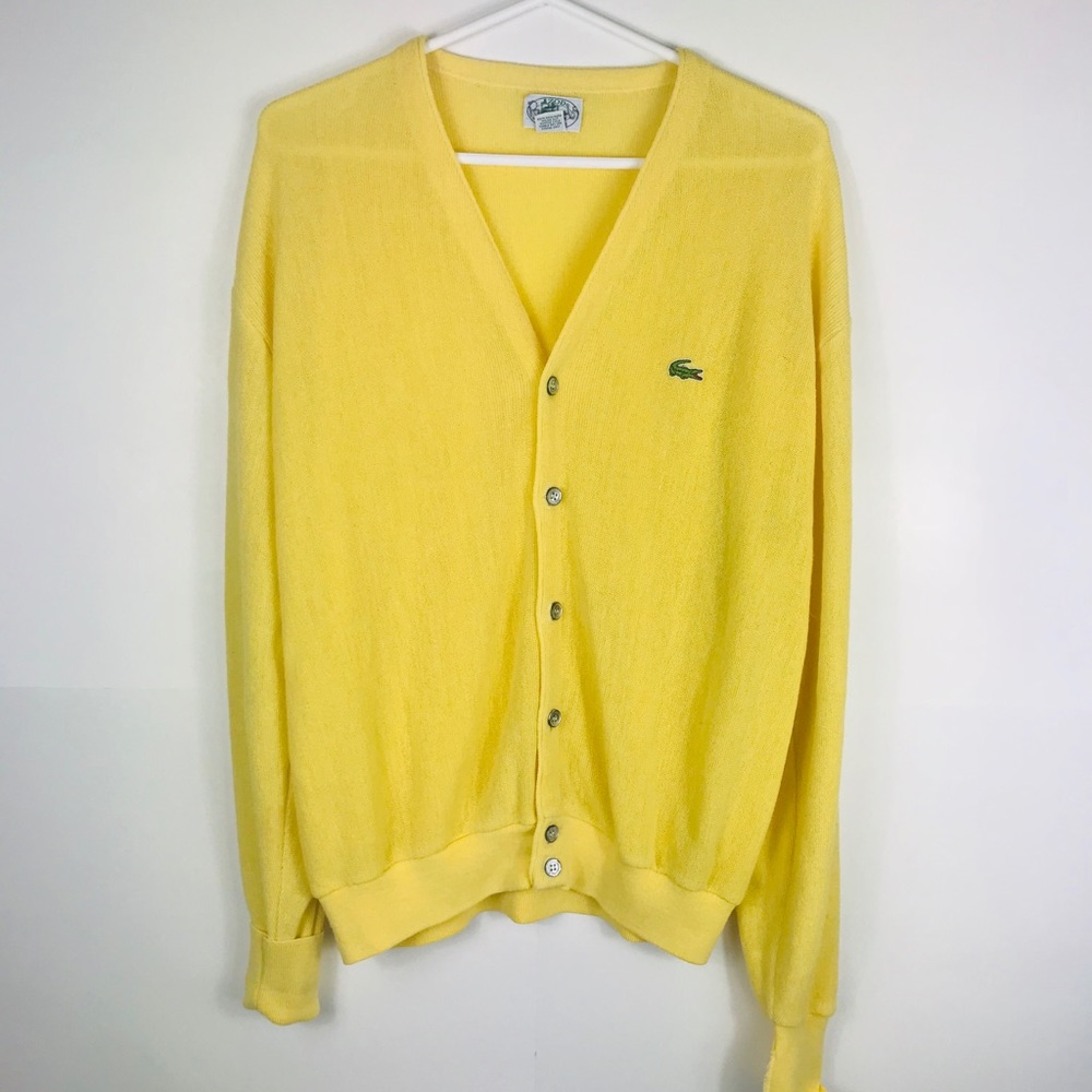 Vtg IZOD Lacoste Yellow Button Down Shirt - Large